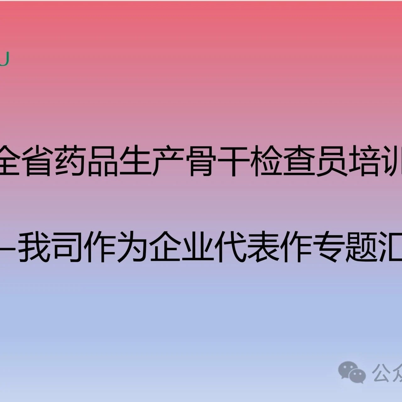 全省药品生产骨干检查员培训——我司作为企业代表作专题汇报