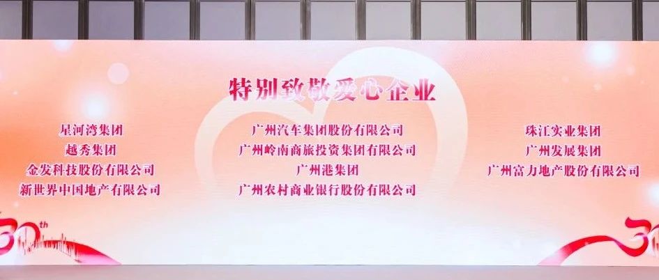 荣誉 | 富力荣获广州市慈善会“30周年特别致敬爱心企业”