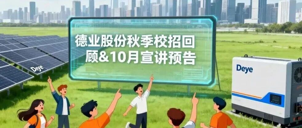 德业股份2026届秋招正式开始|与未来能源人,一起做点酷事儿!