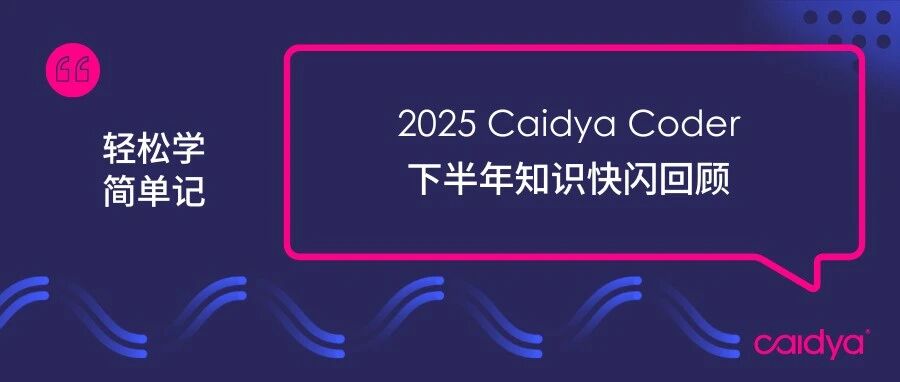 2025 Caidya Coder下半年知识快闪回顾