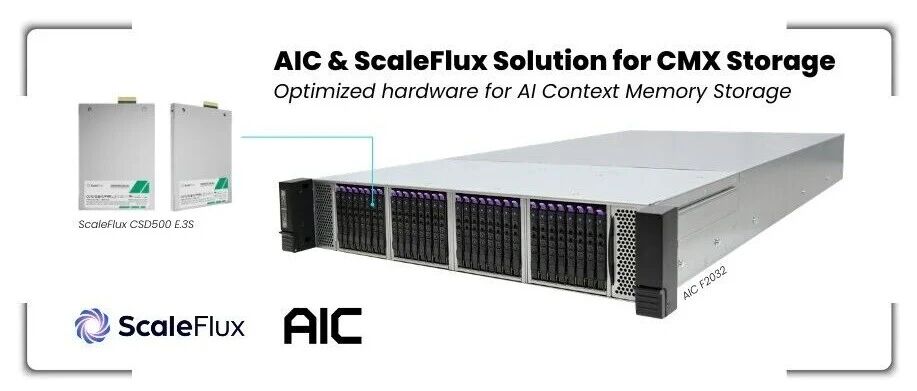 AIC与ScaleFlux联合发布基于BlueField-4的AI Agent上下文内存存储硬件平台